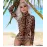Sexy leopard print women's long-sleeved bodysuit lingerie