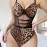 Camisole-style leopard print see-through seductive bodysuit lingerie