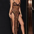 Sexy leopard print camisole maxi nightgown with a side slit