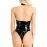 Black Patent Leather Halter Neck Hollow-Out Bodysuit Lingerie
