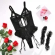 Sexy Black Lace Trim Women's Bodysuit Lingerie Set