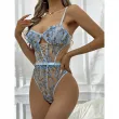 Embroidered Bra and Thin Garter Set
