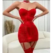 Hollow-out lace halter-style body-shaping sheer dress lingerie set