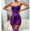 Hollow-out lace halter-style body-shaping sheer dress lingerie set
