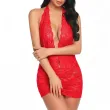 Sexy lace hollow-out hip-hugging halter-style women's nightgown