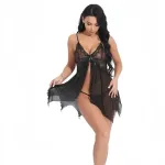 Suspender pleated skirt with semi-transparent mesh and lace trim