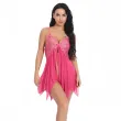 Suspender pleated skirt with semi-transparent mesh and lace trim