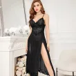 Long-style sexy mesh lace pajamas with slits