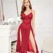 Long-style sexy mesh lace pajamas with slits