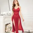 Long-style sexy mesh lace pajamas with slits