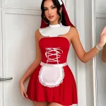 Sexy maid uniform role-playing strappy backless lingerie set