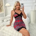 Role-playing sexy mesh maid suspender nightgown