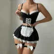 Apron maid lace trim strappy design passionate lingerie set