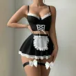 Apron maid lace trim strappy design passionate lingerie set