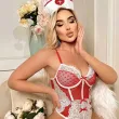 Sexy nurse bodysuit set with lace and bowknot and heart-shaped patterns