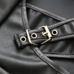 Sexy women's black patent leather short skirt lingerie