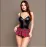 PU uniform with a waist protector, a mini skirt and a strappy bodysuit set