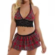 Sexy plaid suspender maid outfit