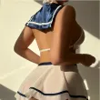Sexy mesh see-through uniform role-play lingerie set