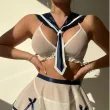Sexy mesh see-through uniform role-play lingerie set