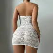 Lace see-through hip-hugging deep V diamond heart lingerie