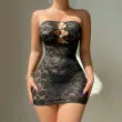 Lace see-through hip-hugging deep V diamond heart lingerie