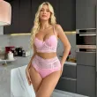 Sexy lace-patterned see-through halter two-piece erotic set