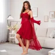 Sexy sheer mesh see-through long nightgown with flared sleeves