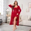 Sexy sheer mesh see-through long nightgown with flared sleeves