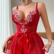 Sexy see-through lace sleeping dress with a waist-shaping design and a bowknot erotic set