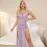 Sexy frilled printed backless split sleeping dress set