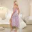 Sexy frilled printed backless split sleeping dress set